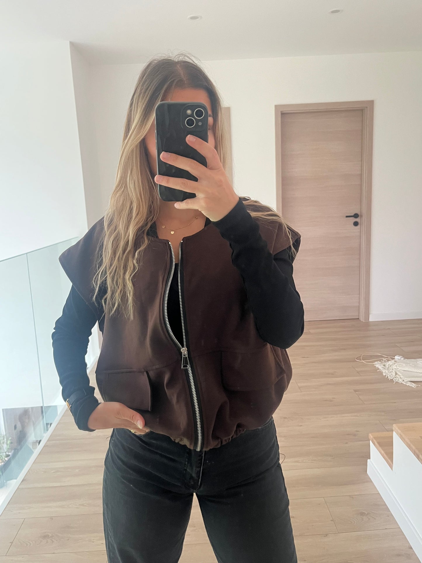 Veste sans manche brun
