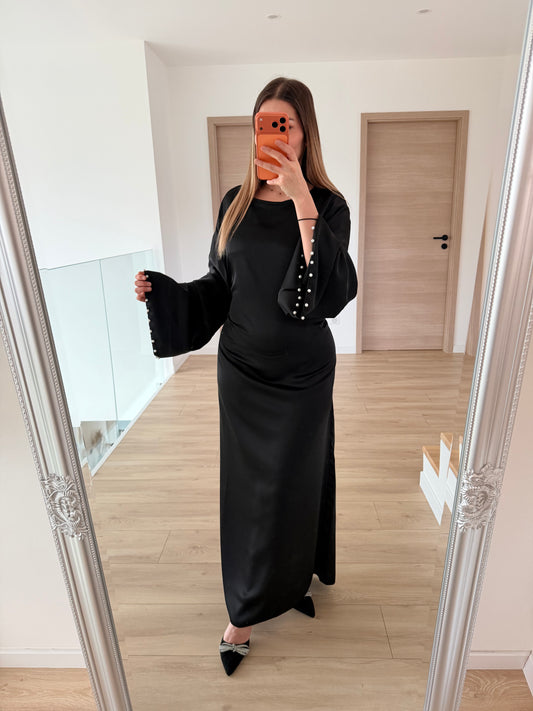 Robe abaya détail perle manche