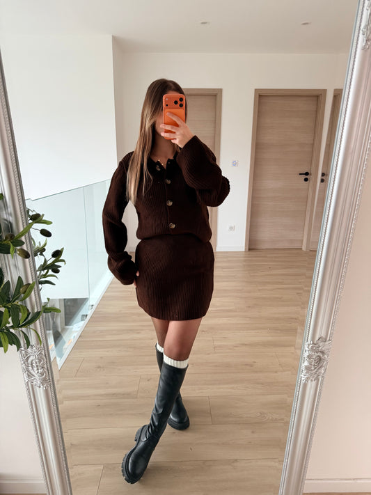 Ensemble maille jupe + cardigan