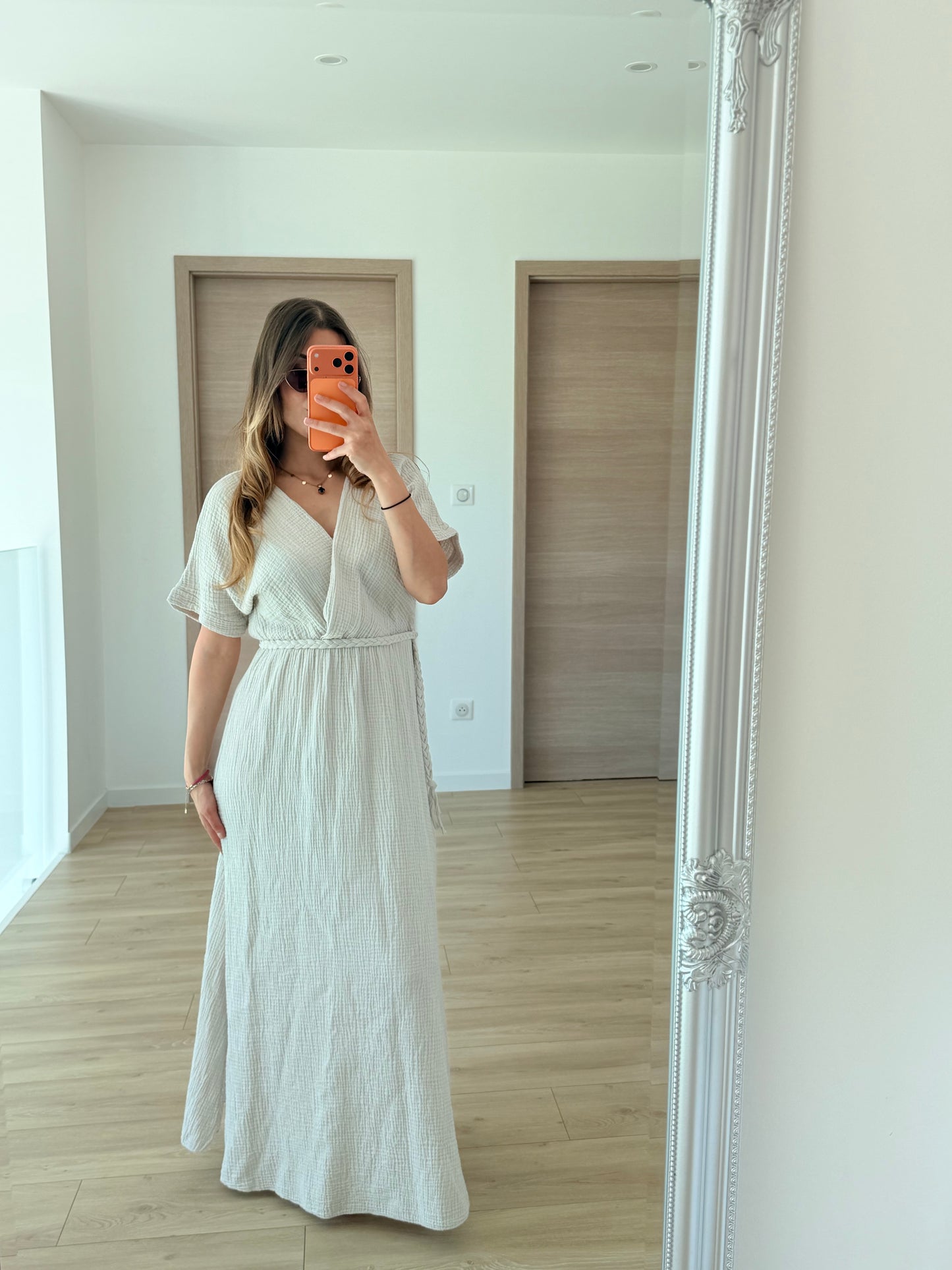 Robe gaze de coton nude