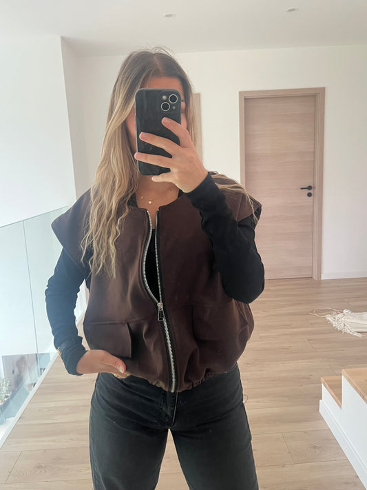 Veste sans manche brun