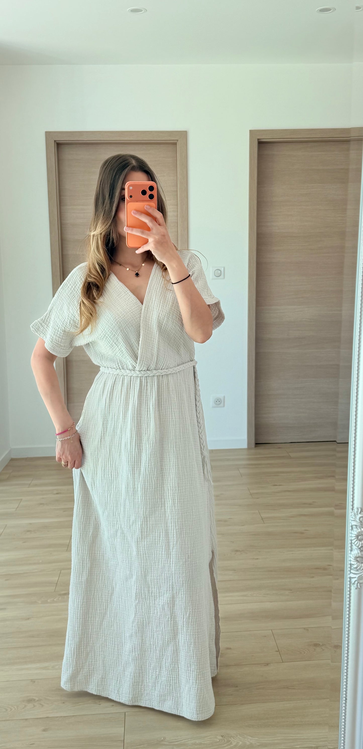 Robe gaze de coton nude