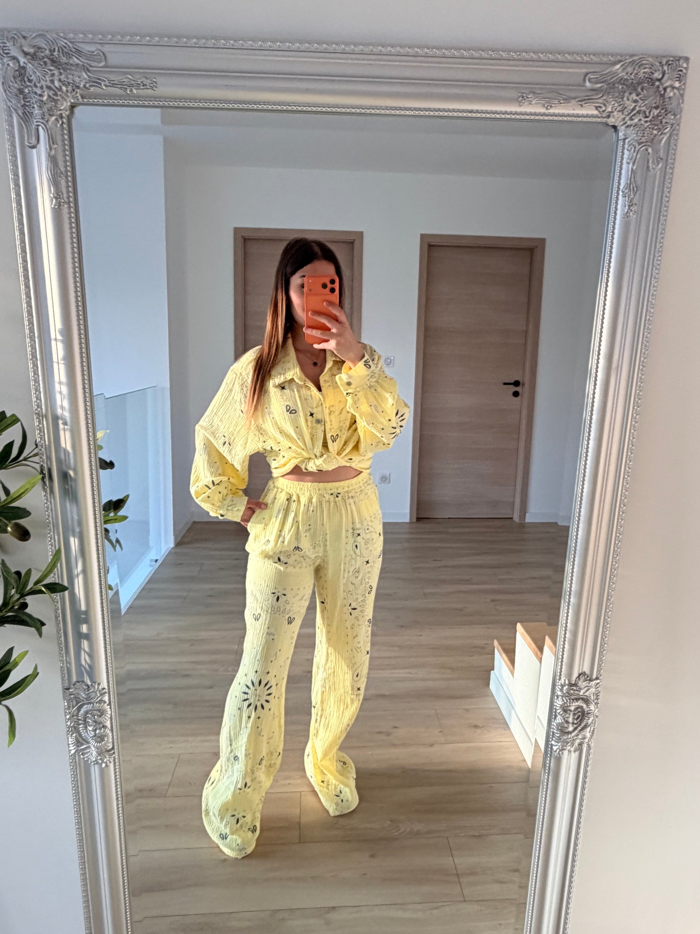 Ensemble gaze de coton jaune
