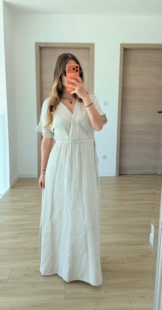 Robe gaze de coton nude