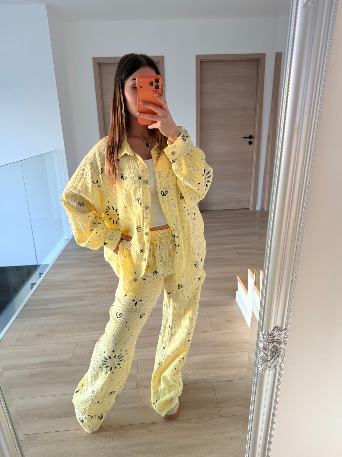 Ensemble gaze de coton jaune