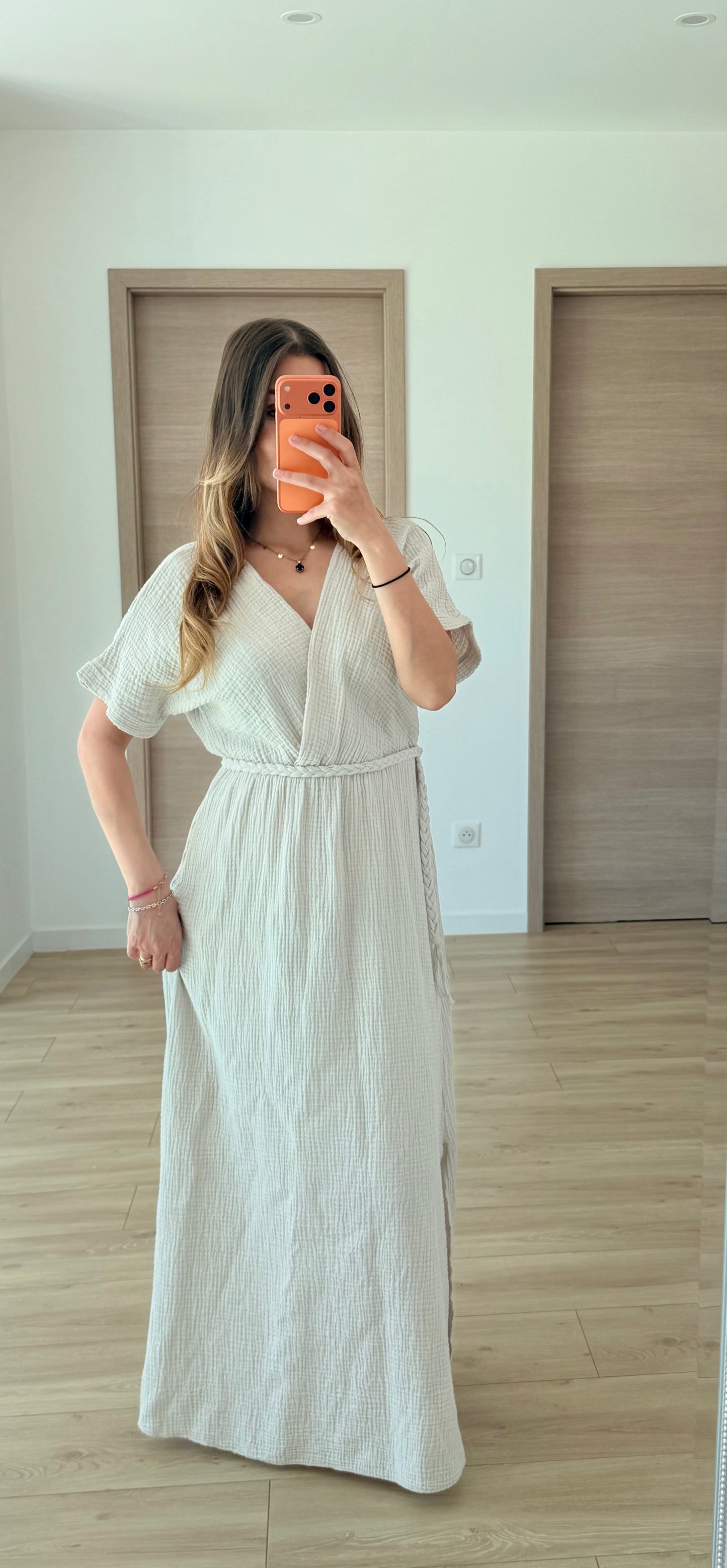 Robe gaze de coton nude