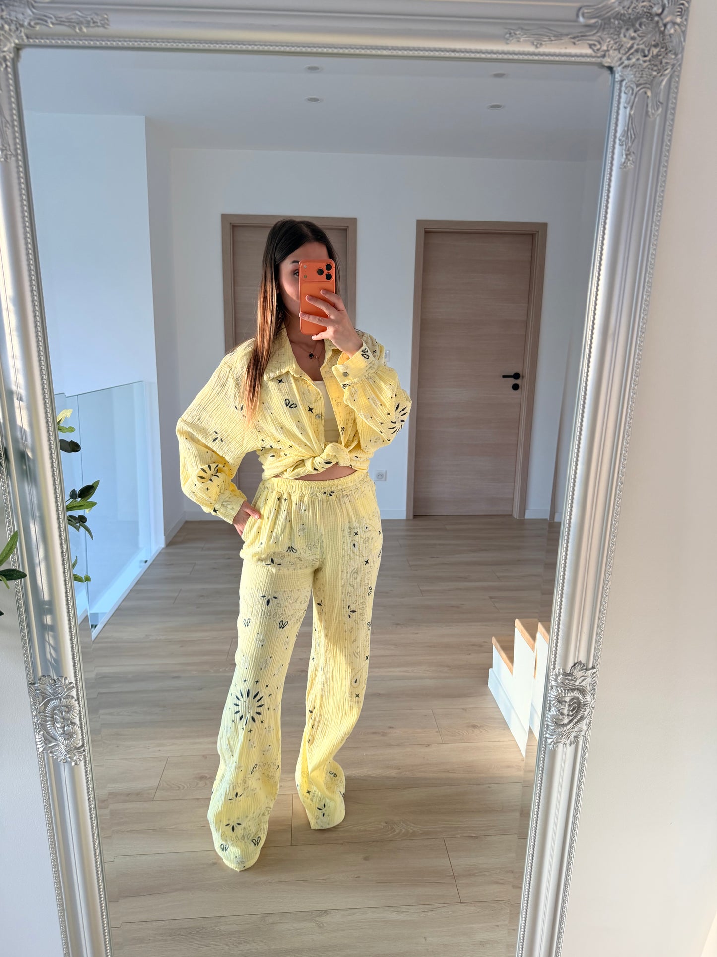 Ensemble gaze de coton jaune