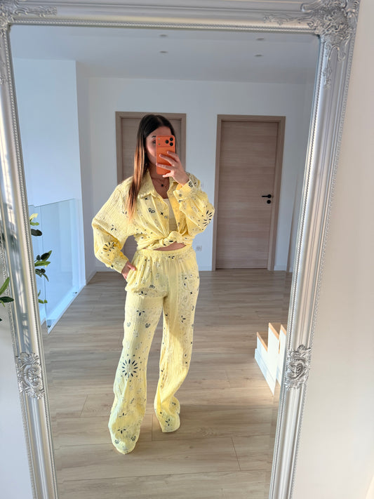 Ensemble gaze de coton jaune