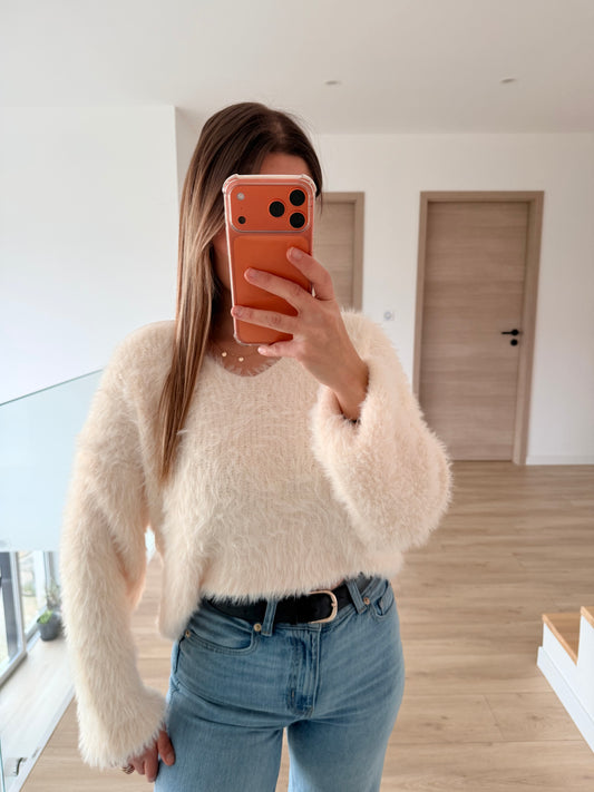 Pull fourrure blanc