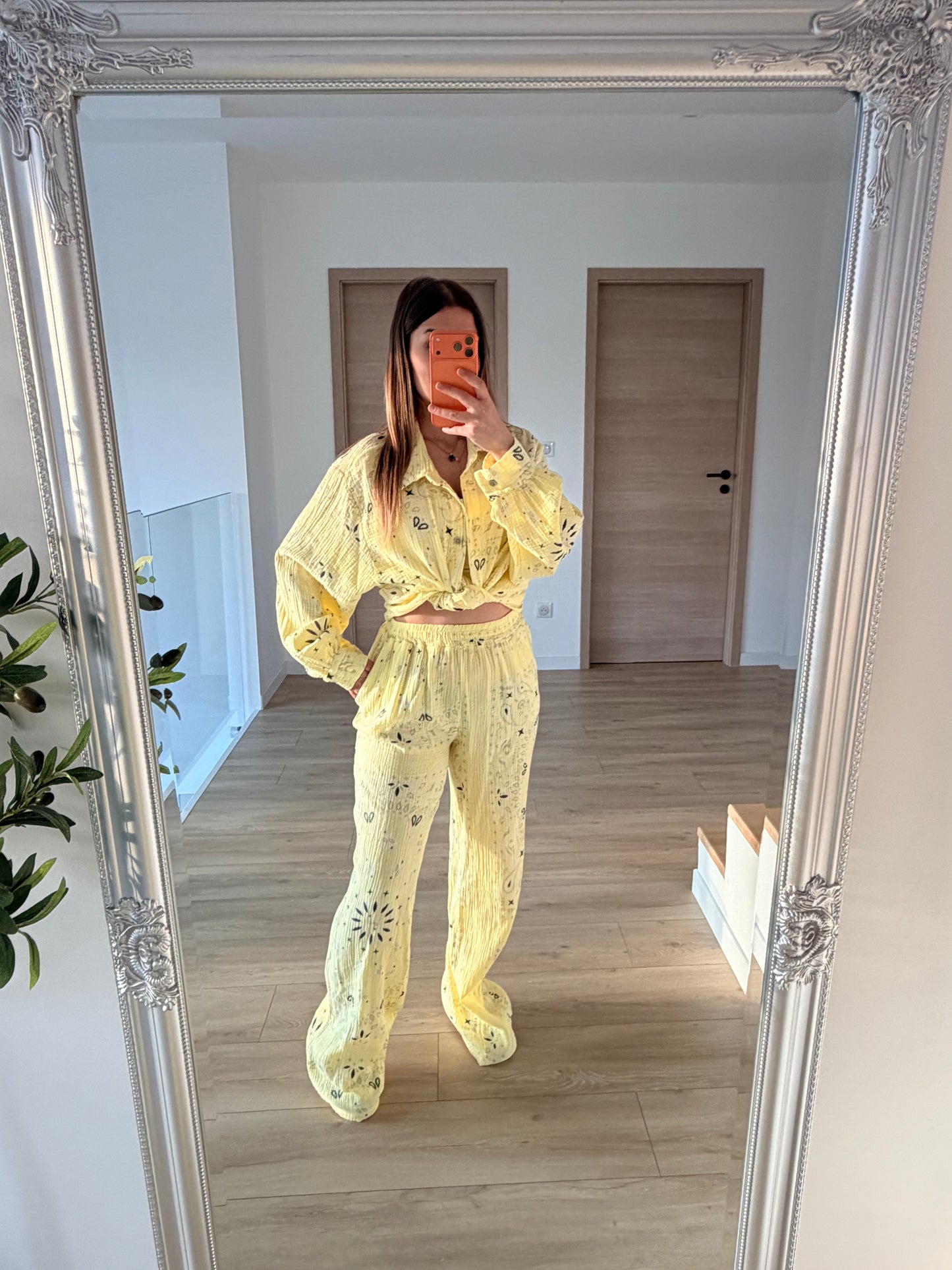 Ensemble gaze de coton jaune