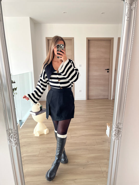 Cardigan à col noir