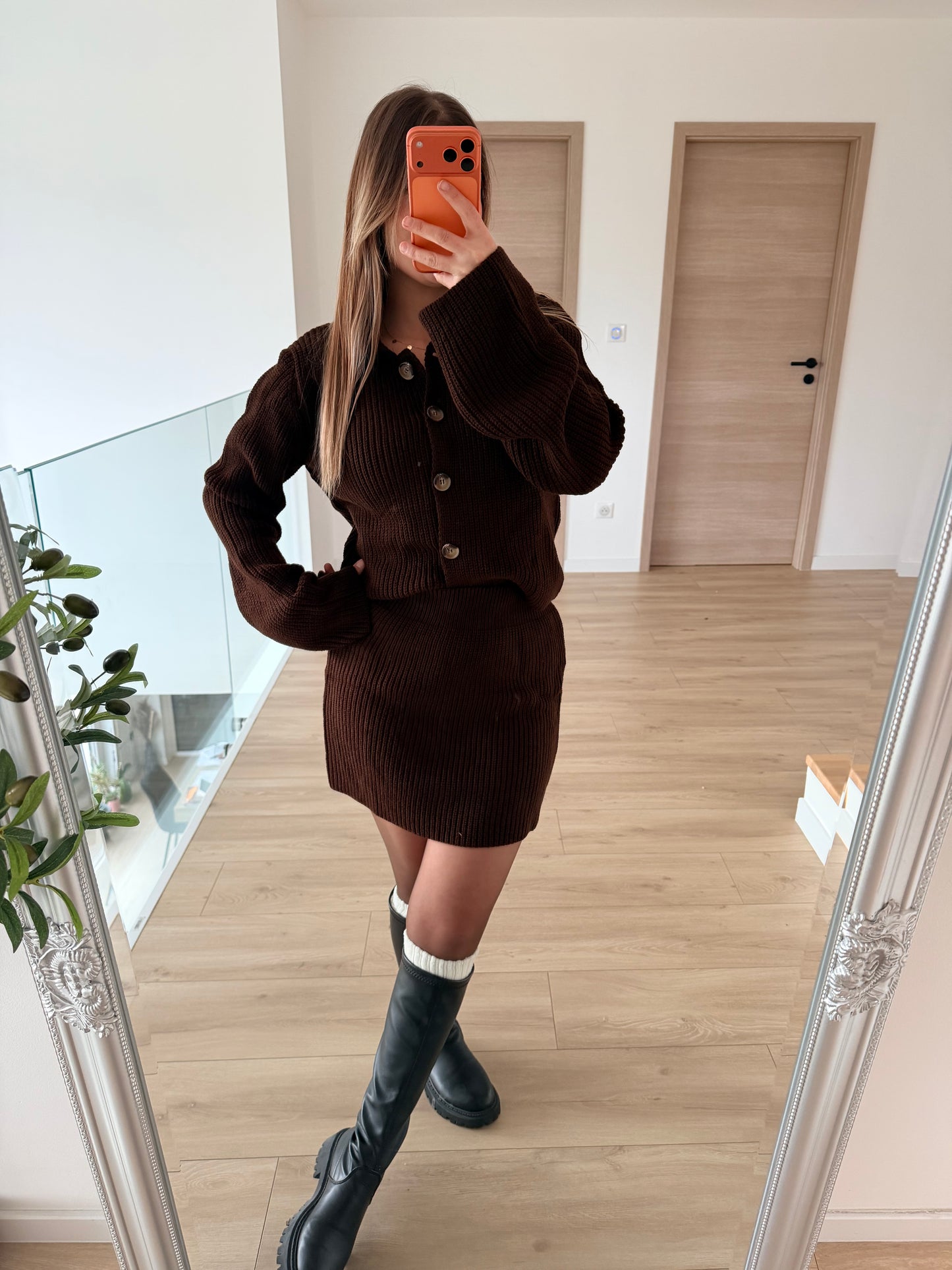 Ensemble maille jupe + cardigan